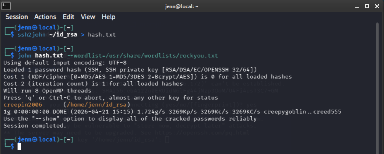 john cracking the SSH key passphrase